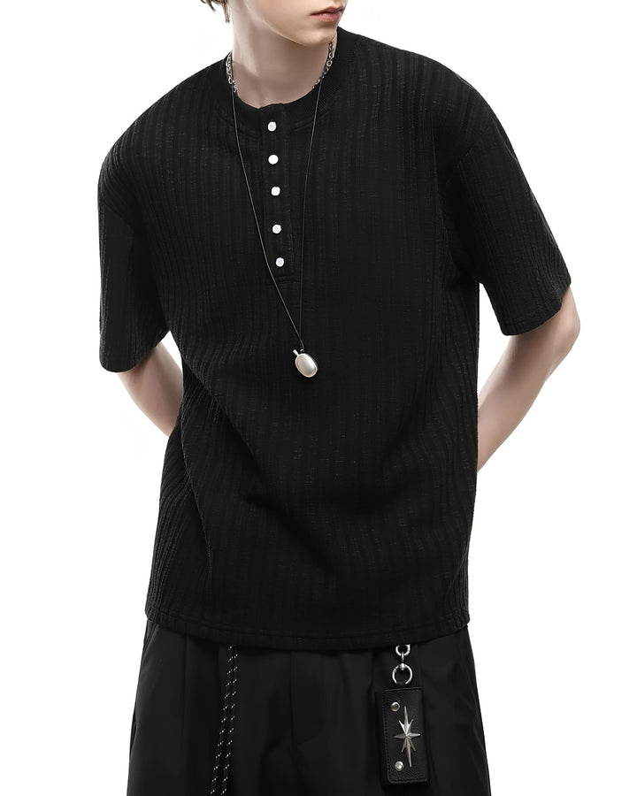 ヘンリーネックニットTシャツ Ril 6149