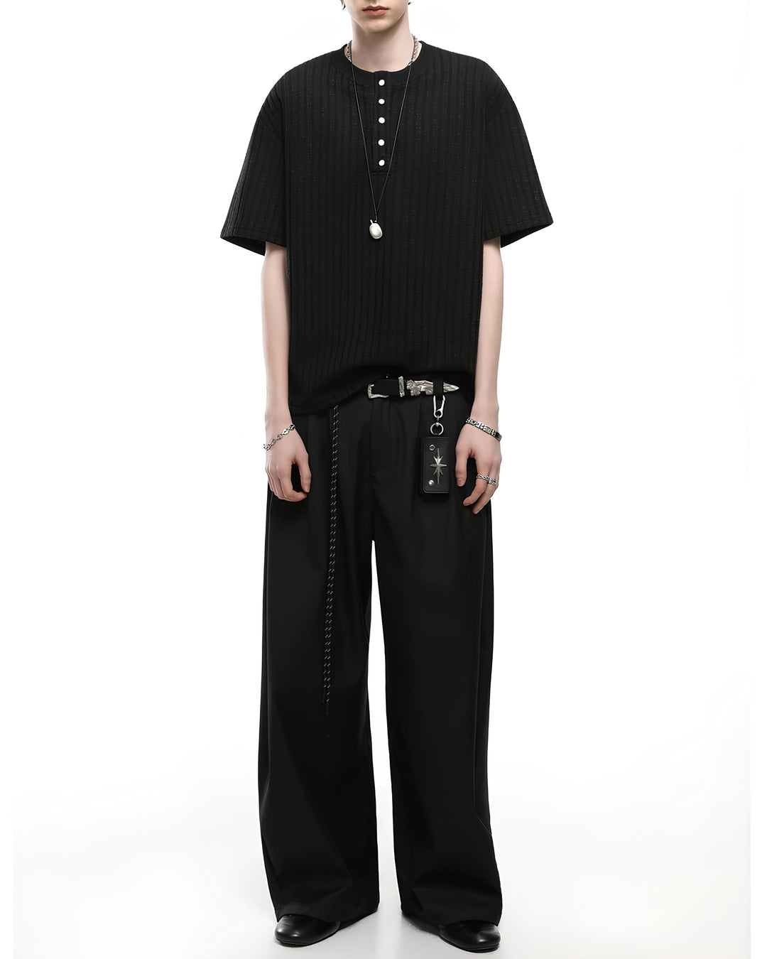 ヘンリーネックニットTシャツ Ril 6149