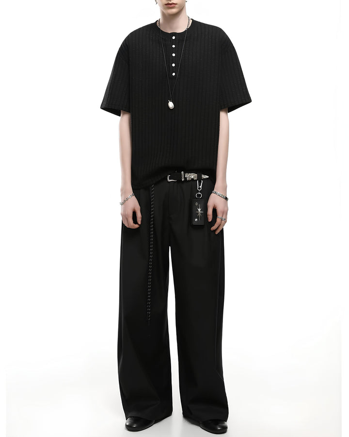 ヘンリーネックニットTシャツ Ril 6149