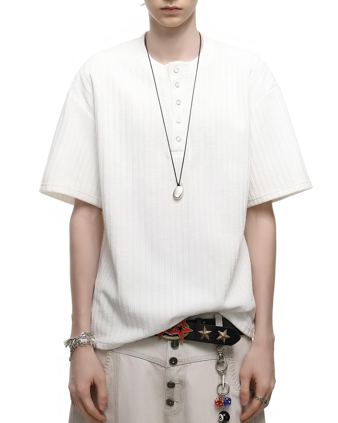 ヘンリーネックニットTシャツ Ril 6149