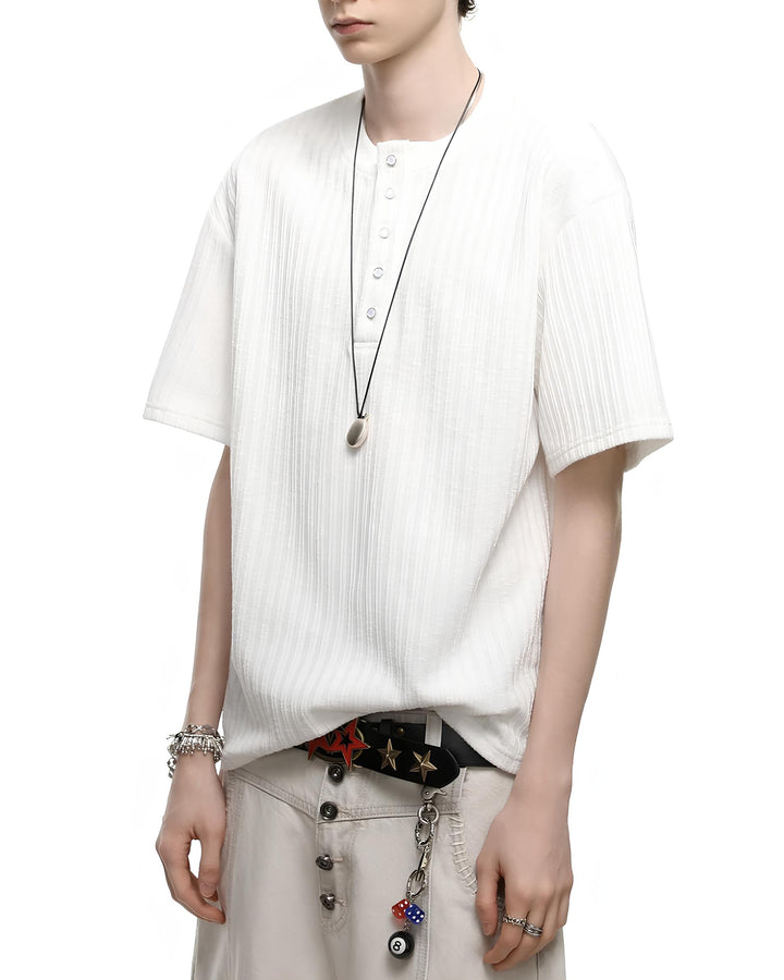 ヘンリーネックニットTシャツ Ril 6149