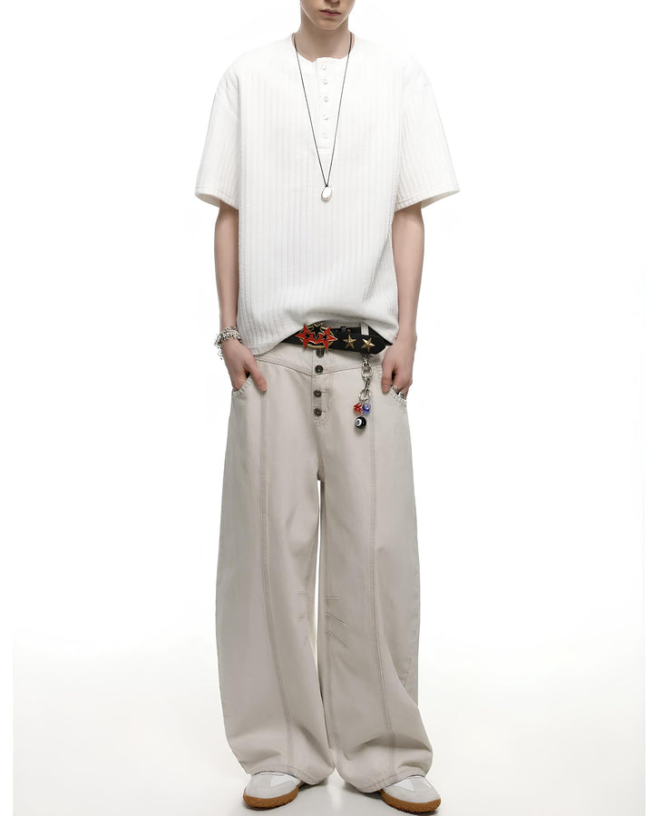 ヘンリーネックニットTシャツ Ril 6149