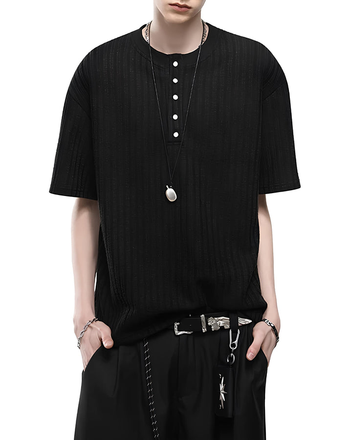 ヘンリーネックニットTシャツ Ril 6149