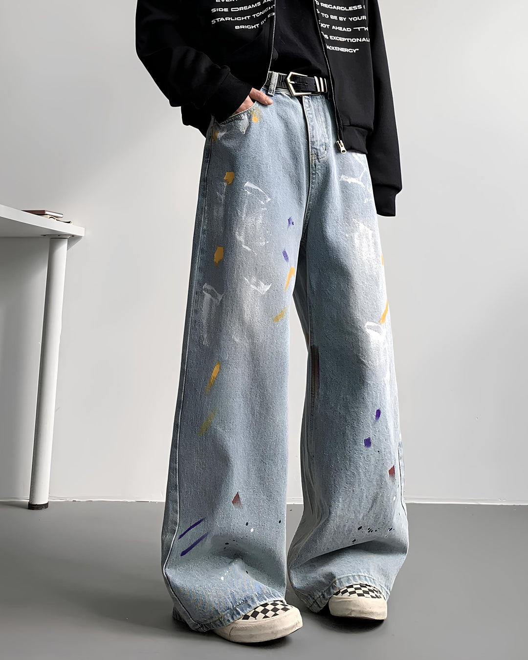 ペインテッドストレートデニムパンツ Ril 6190