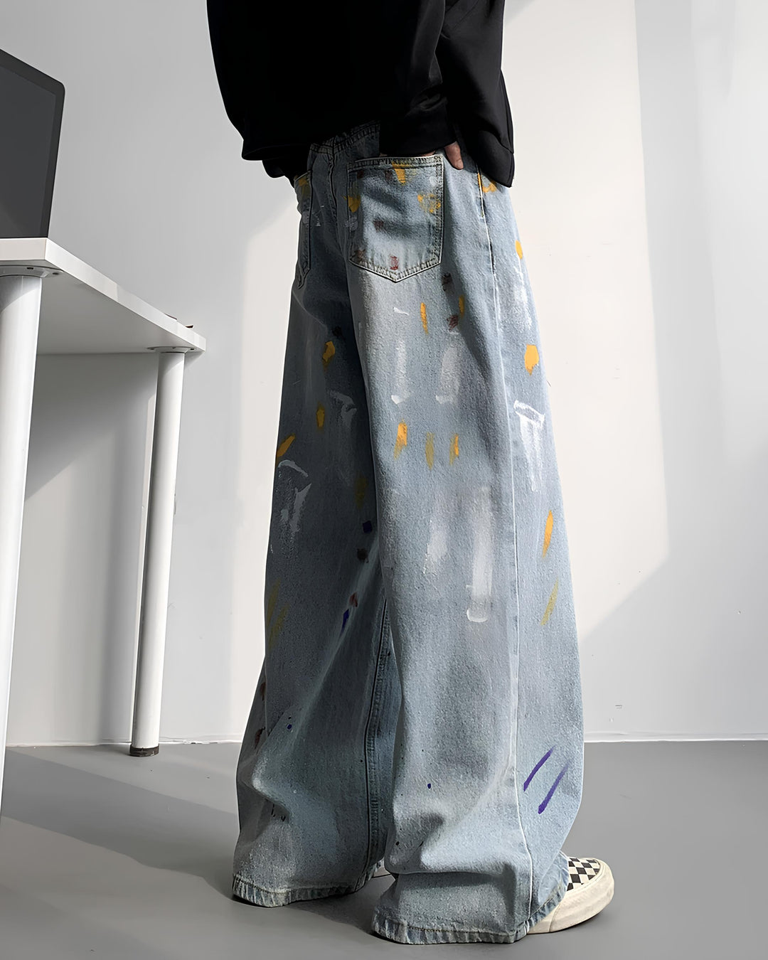 ペインテッドストレートデニムパンツ Ril 6190