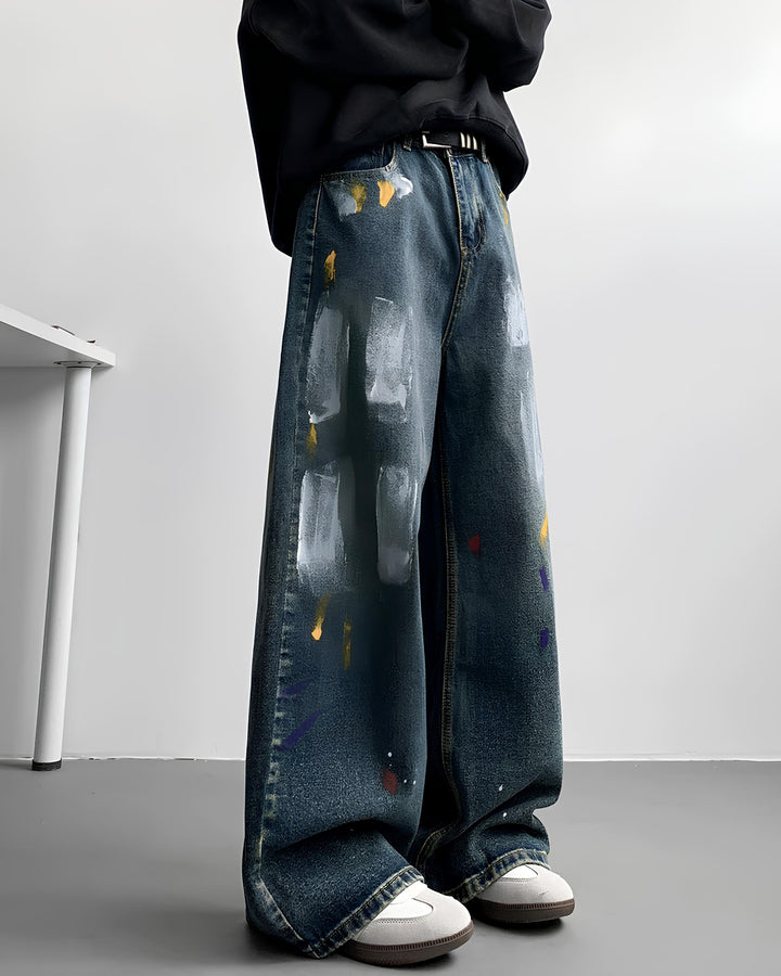 ペインテッドストレートデニムパンツ Ril 6190