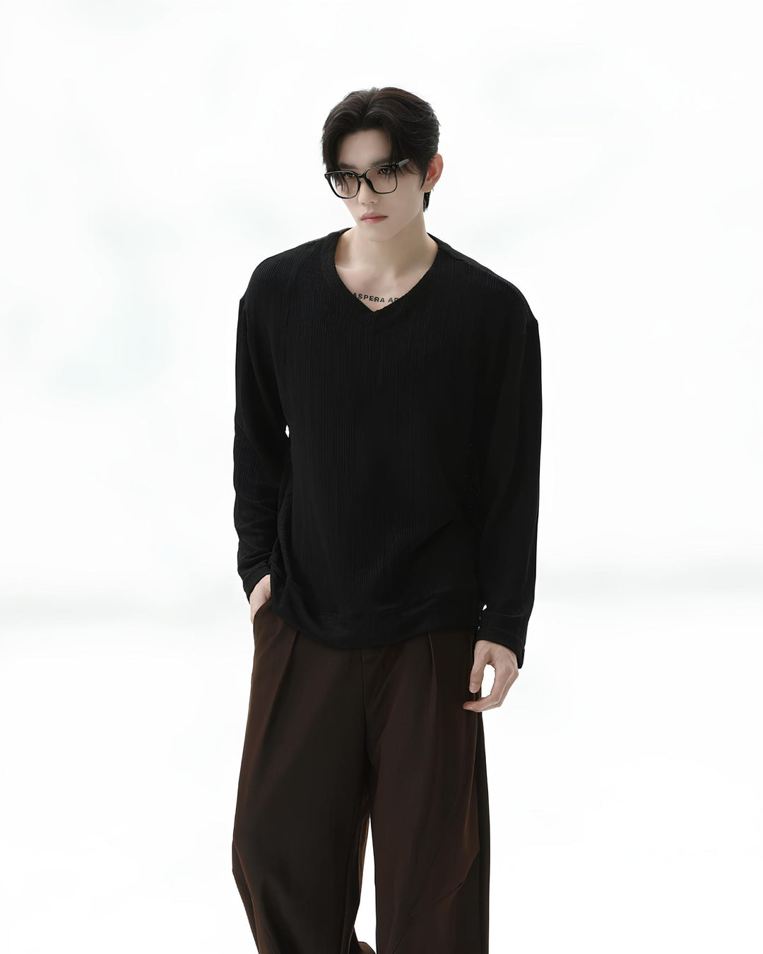 Vネックロングスリーブニット Ril 6229