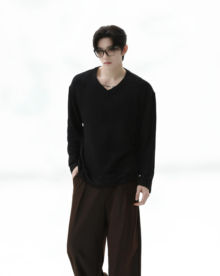 Vネックロングスリーブニット Ril 6229