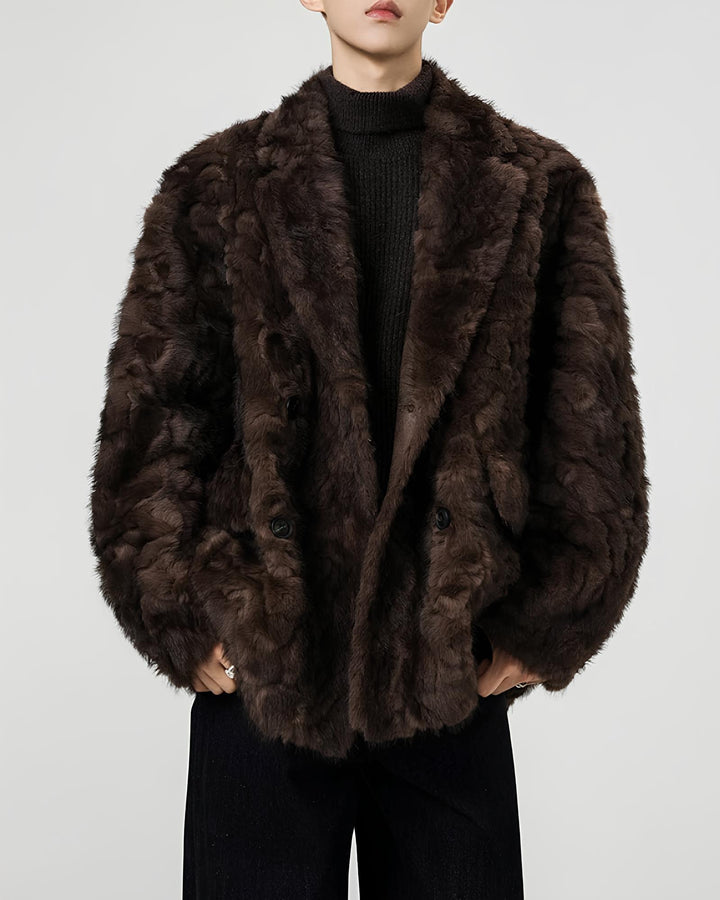 ダブルブレストフェイクファージャケット Ril 6242