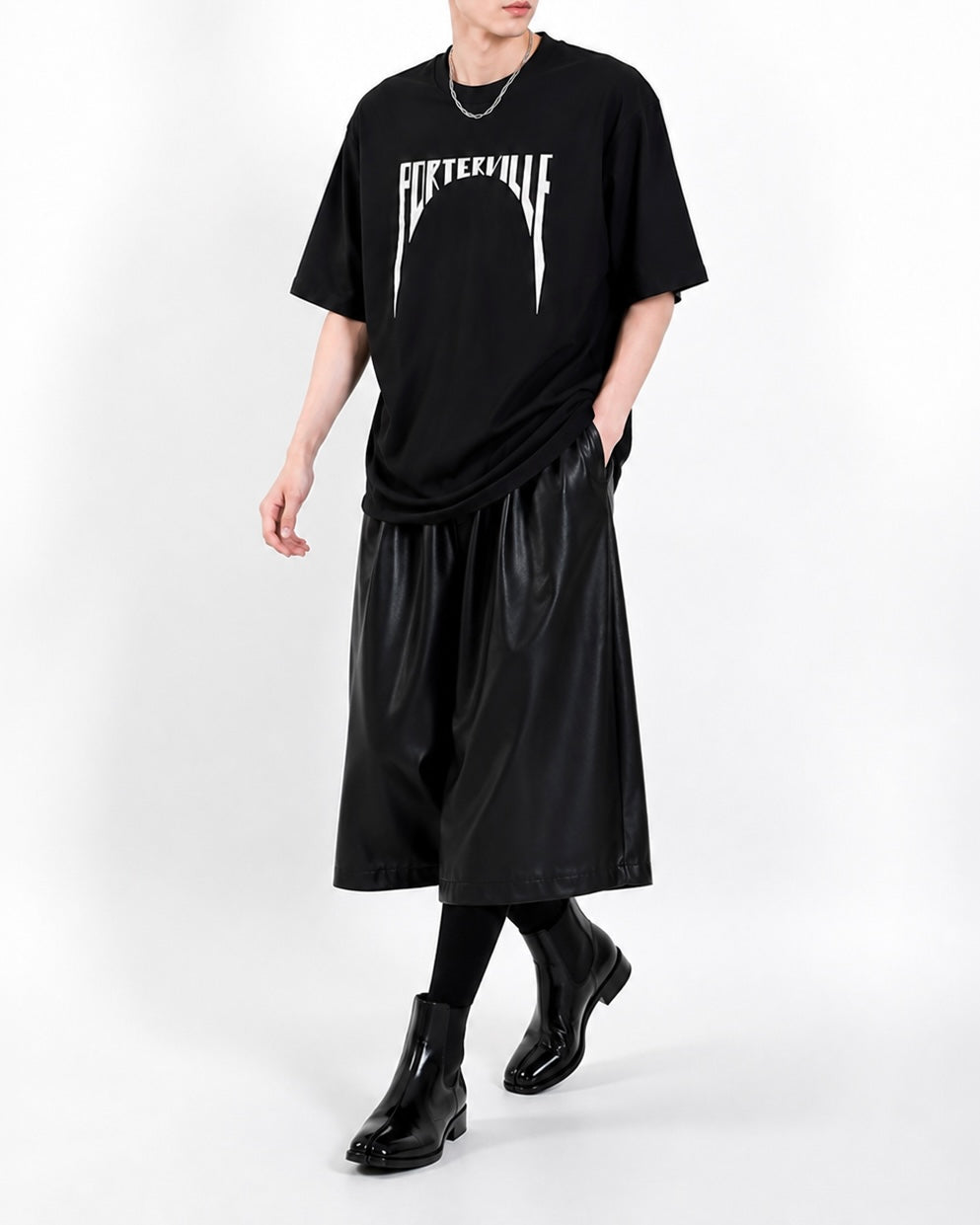 PUレザーワイドショーツ Ril 6106