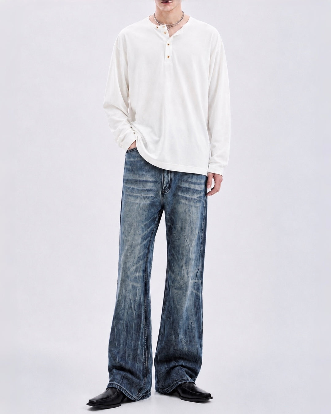 クラッシュドレザーブーツ Ril 6085