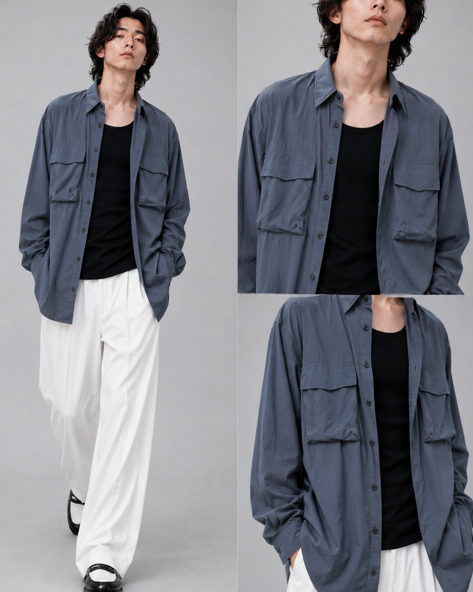 ルーズフィットドレープシャツ Ril 6088