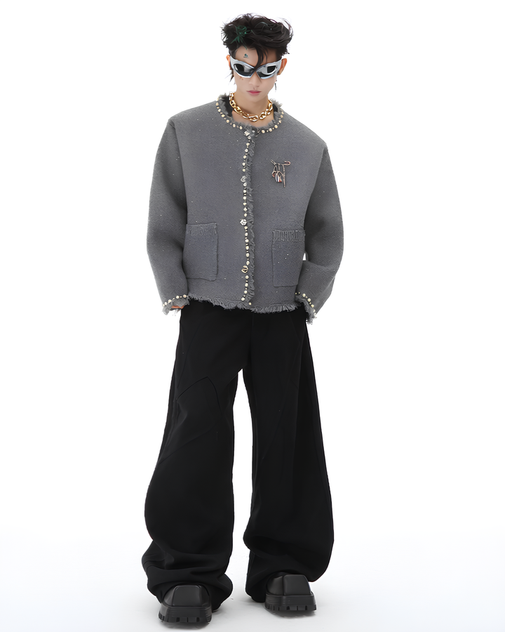 パールトリム ノーカラーツイードジャケット Ril 5979