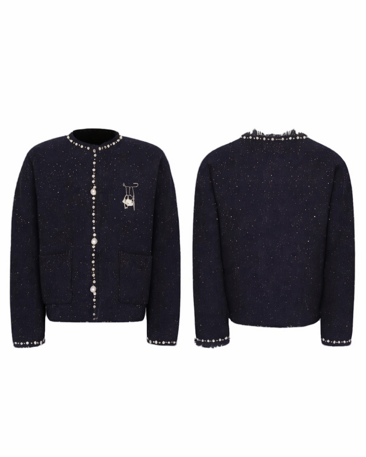 パールトリム ノーカラーツイードジャケット Ril 5979