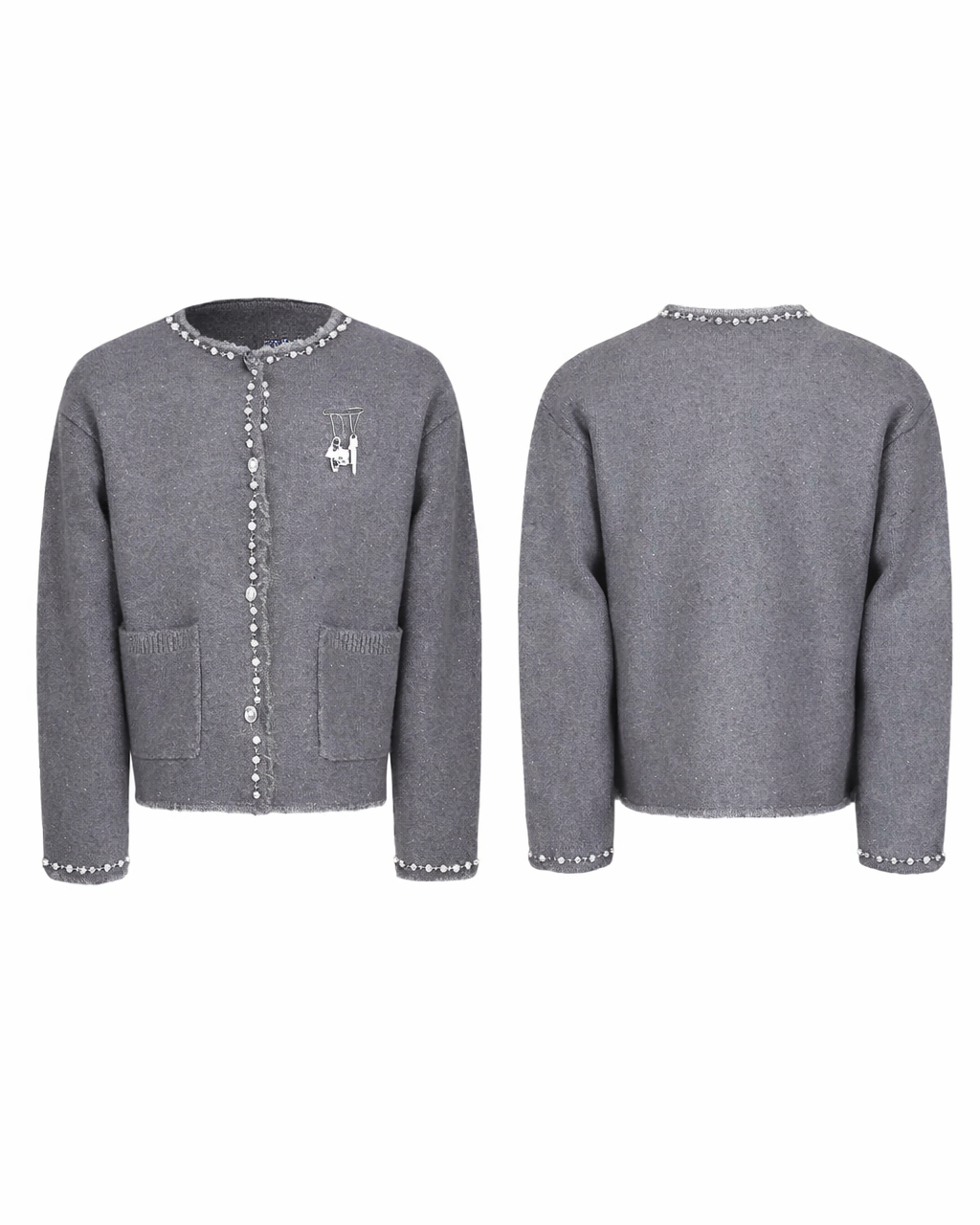 パールトリム ノーカラーツイードジャケット Ril 5979