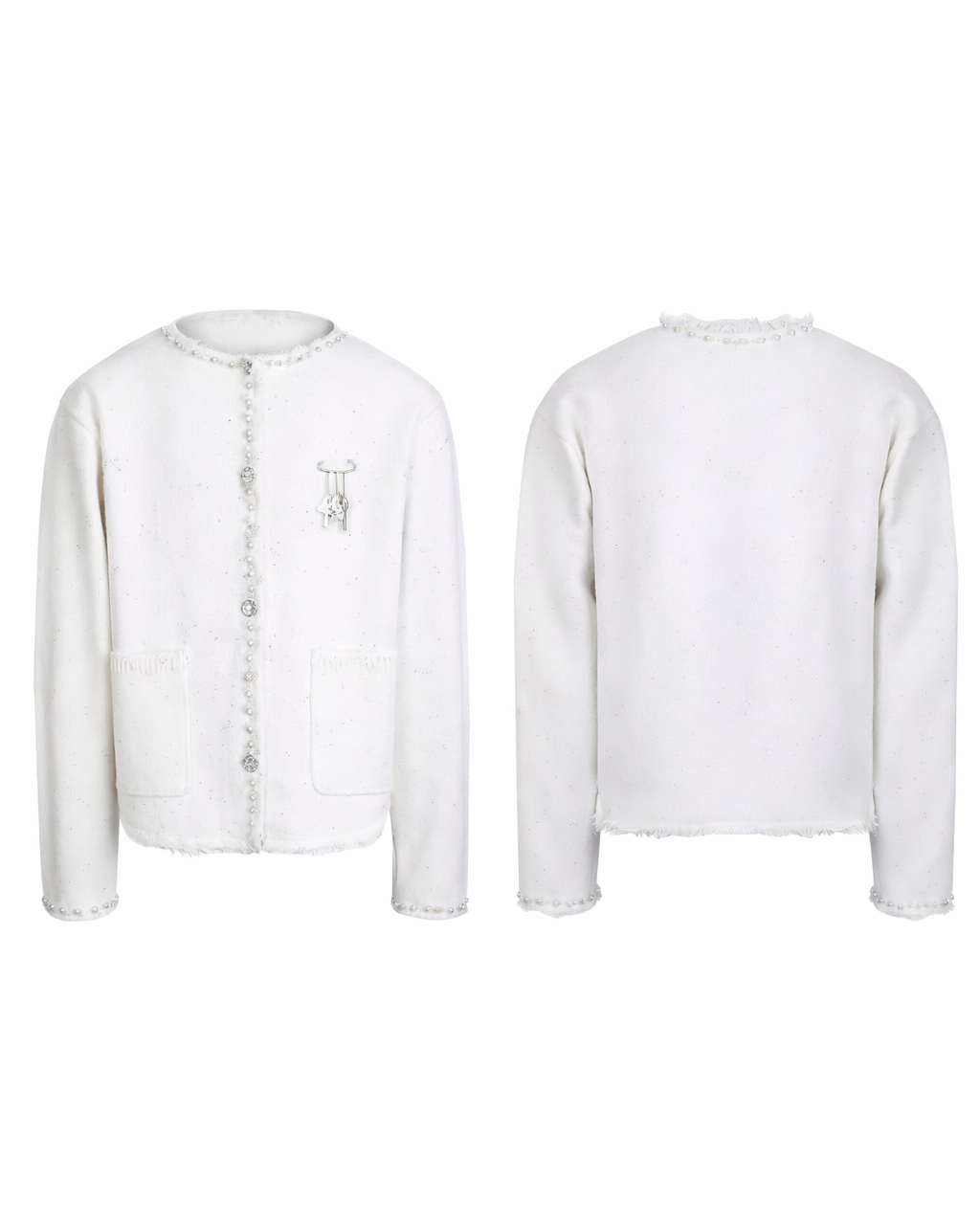 パールトリム ノーカラーツイードジャケット Ril 5979