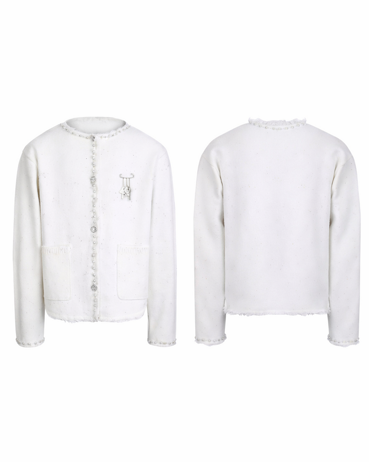 パールトリム ノーカラーツイードジャケット Ril 5979