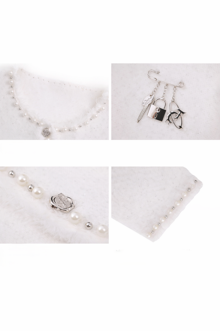 パールトリム ノーカラーツイードジャケット Ril 5979