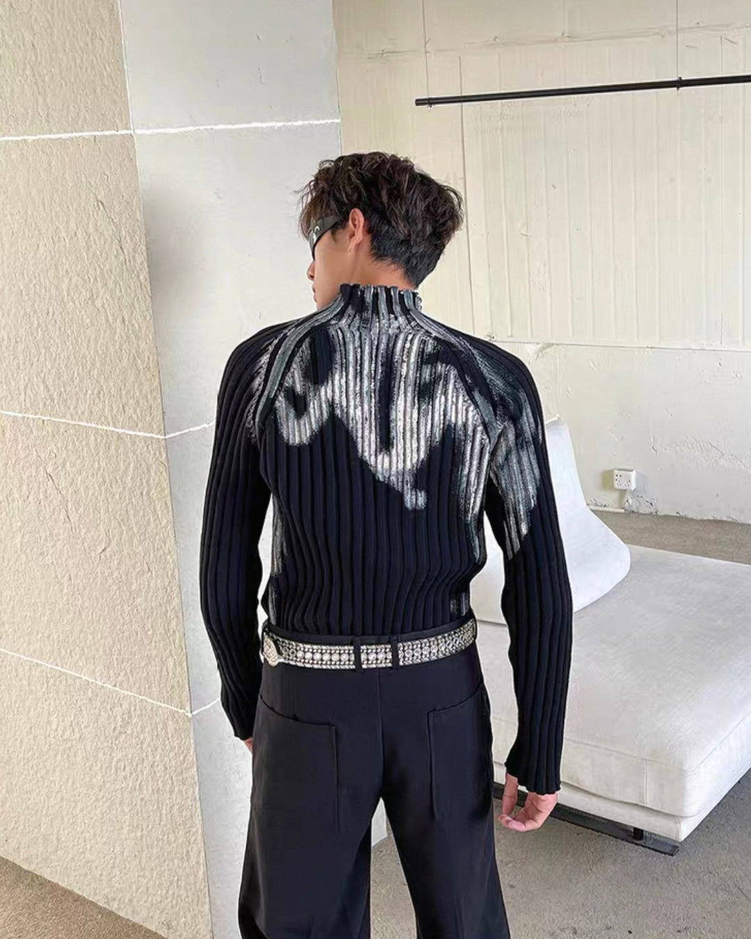 ペインティッドハイネックリブニットRil 5990