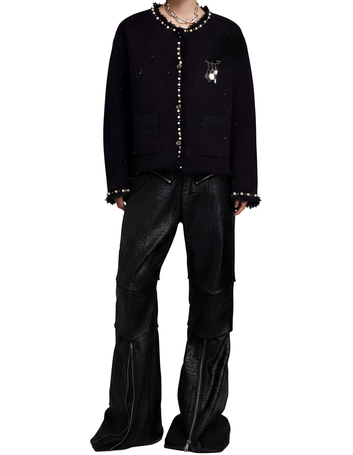 パールトリム ノーカラーツイードジャケット Ril 5979