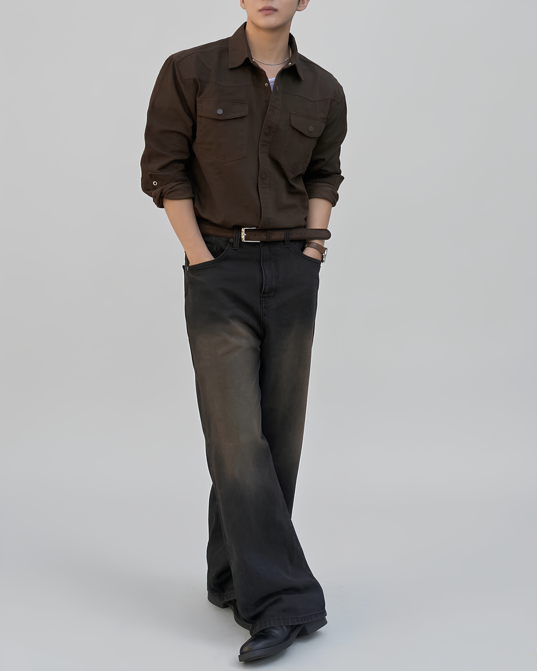 ヴィンテージウォッシュワイドデニムパンツ  Ril 6033