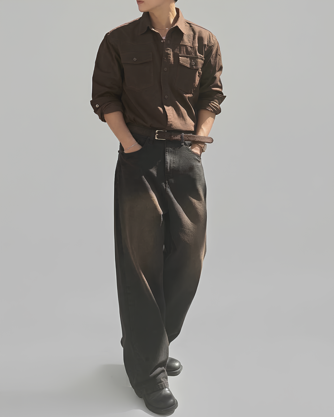 ヴィンテージウォッシュワイドデニムパンツ  Ril 6033