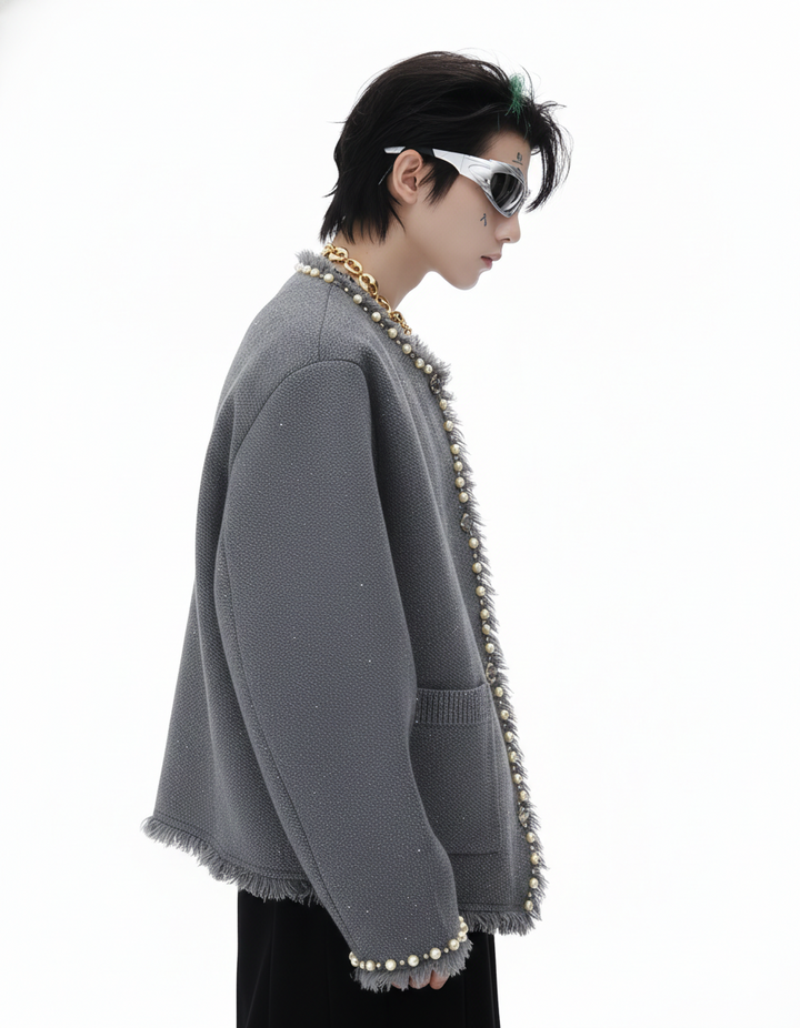 パールトリム ノーカラーツイードジャケット Ril 5979