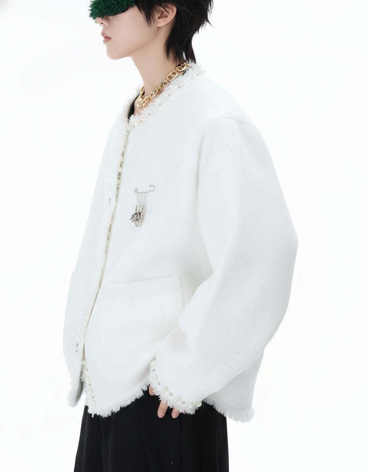 パールトリム ノーカラーツイードジャケット Ril 5979