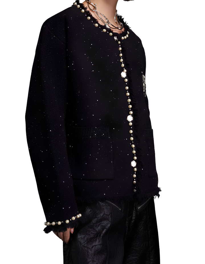 パールトリム ノーカラーツイードジャケット Ril 5979