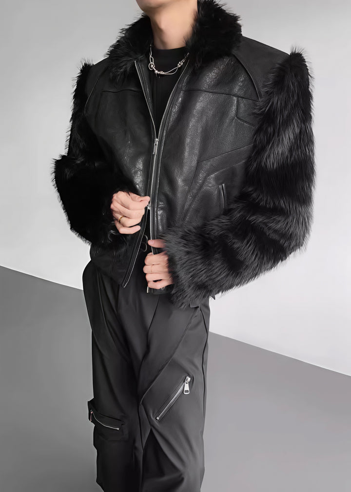 フェイクファースリーブレザージャケット Ril 5920