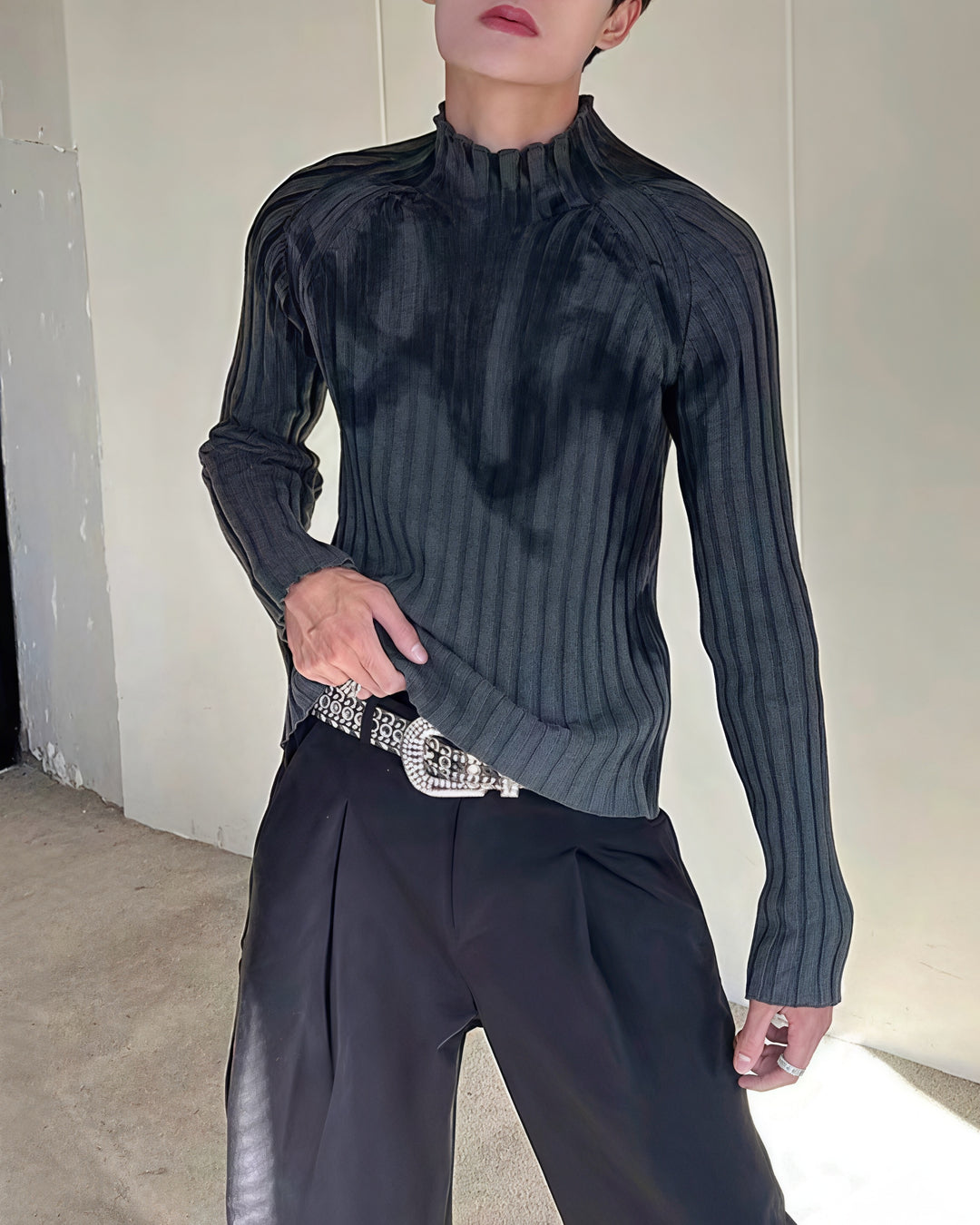 ペインティッドハイネックリブニットRil 5990