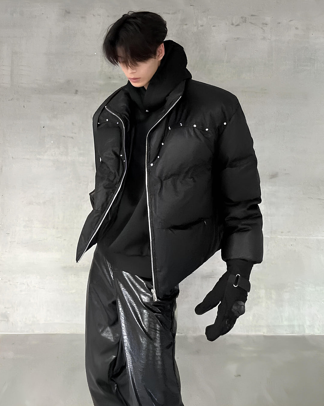 スタッズブラックパファージャケット  Ril 5899