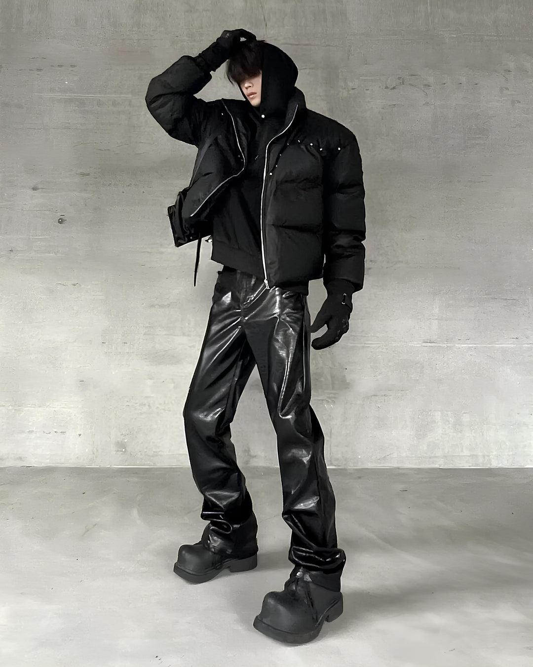 スタッズブラックパファージャケット  Ril 5899