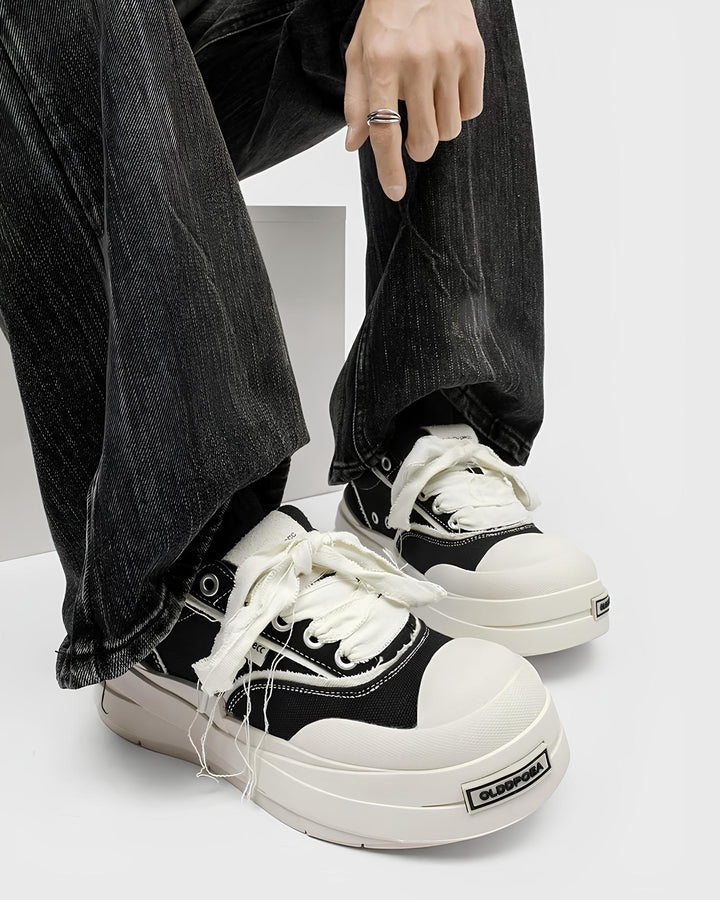 ホワイトステッチ厚底キャンバススニーカー Ril 5914