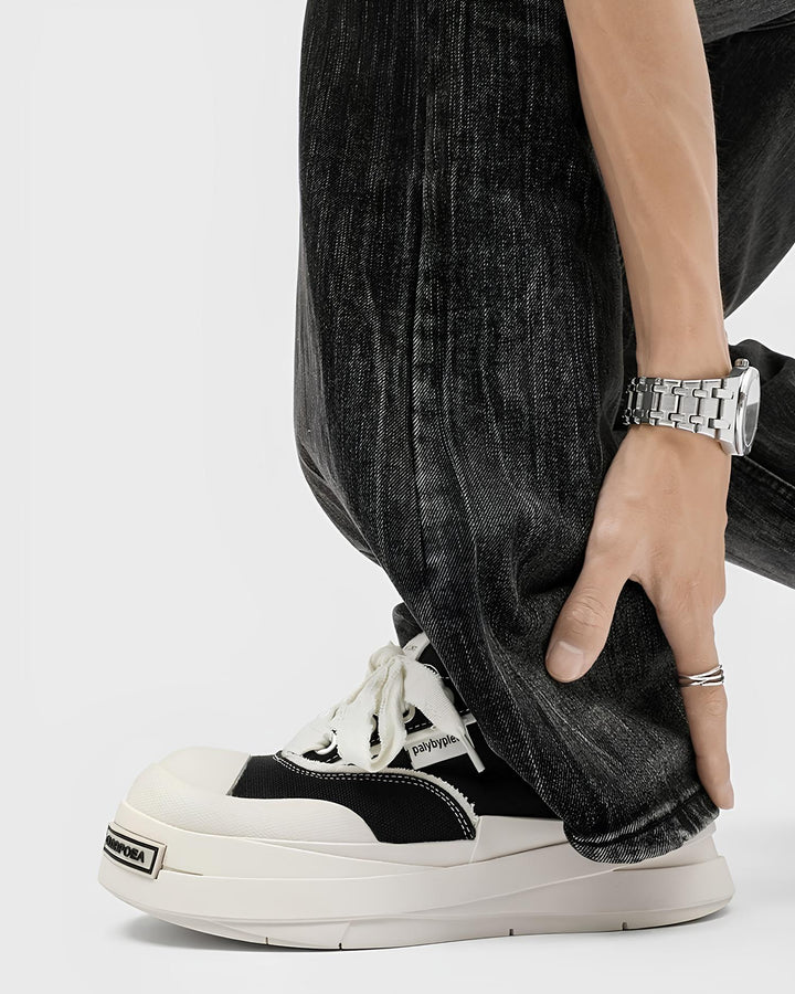 ホワイトステッチ厚底キャンバススニーカー Ril 5914