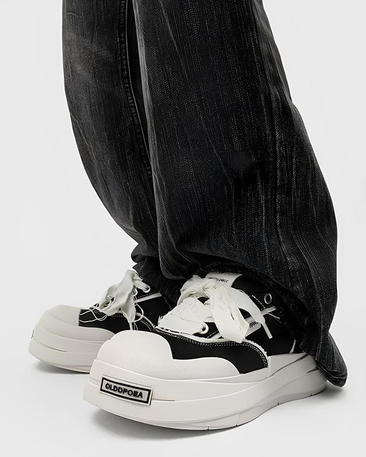 ホワイトステッチ厚底キャンバススニーカー Ril 5914