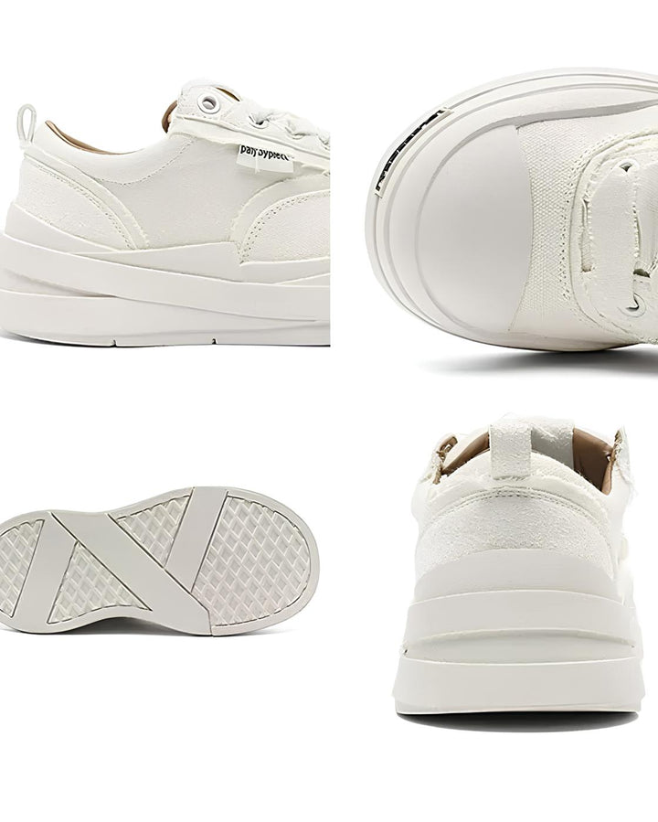 ホワイトステッチ厚底キャンバススニーカー Ril 5914