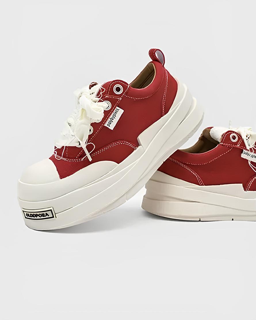 ホワイトステッチ厚底キャンバススニーカー Ril 5914