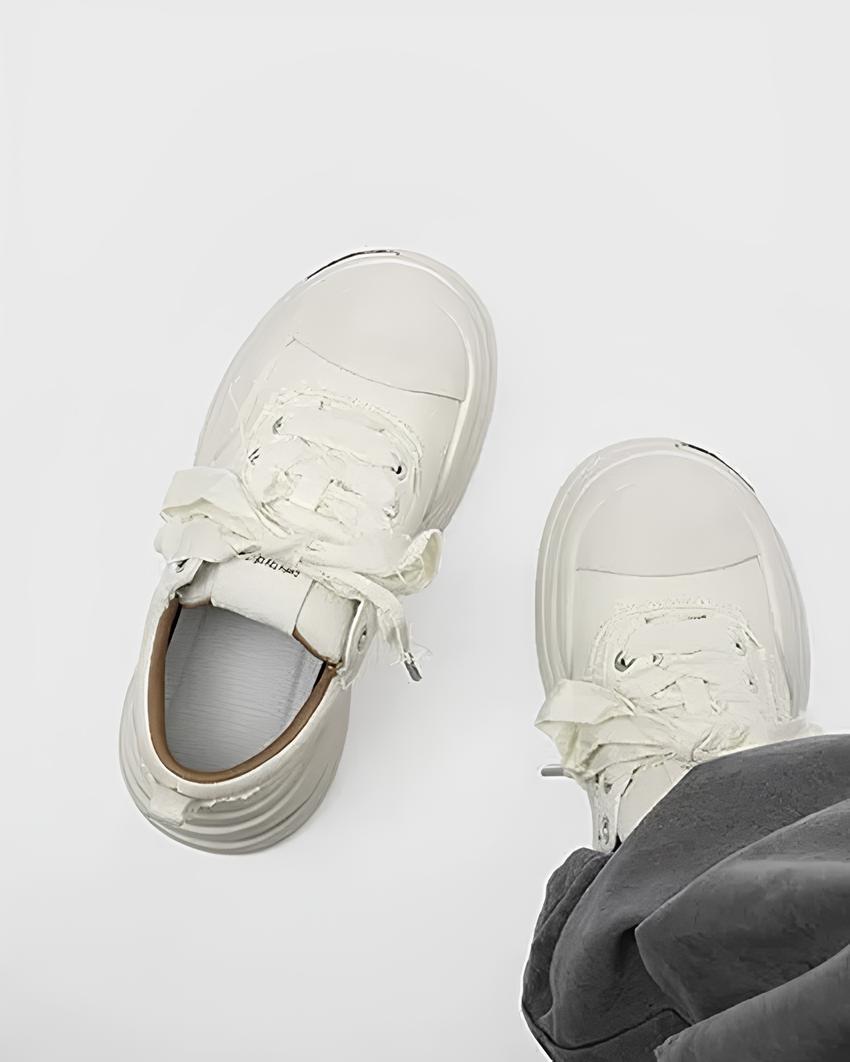 ホワイトステッチ厚底キャンバススニーカー Ril 5914