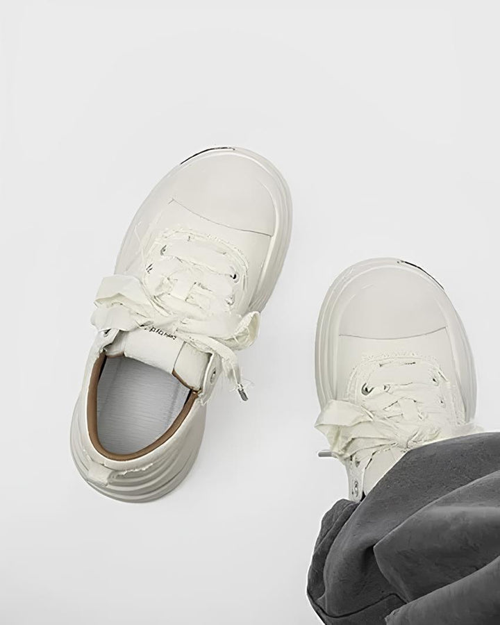 ホワイトステッチ厚底キャンバススニーカー Ril 5914