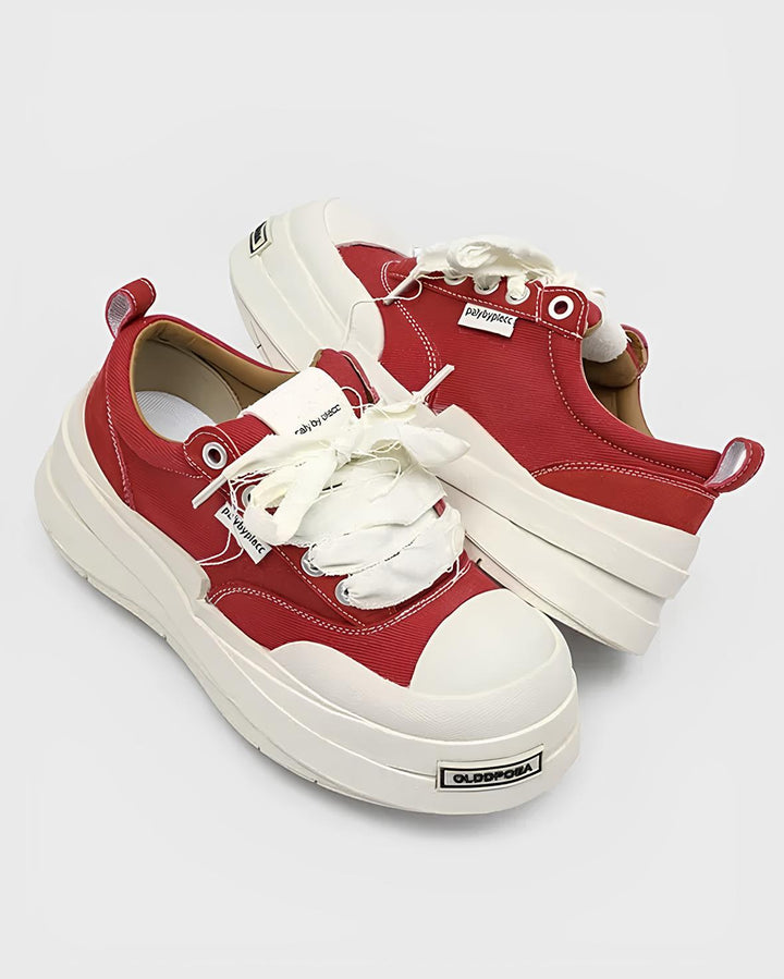 ホワイトステッチ厚底キャンバススニーカー Ril 5914