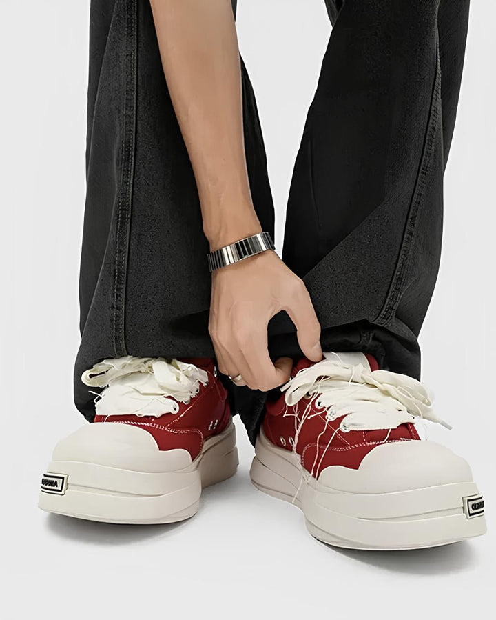 ホワイトステッチ厚底キャンバススニーカー Ril 5914