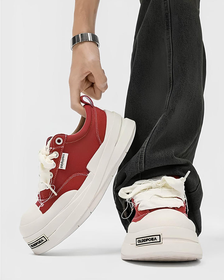 ホワイトステッチ厚底キャンバススニーカー Ril 5914