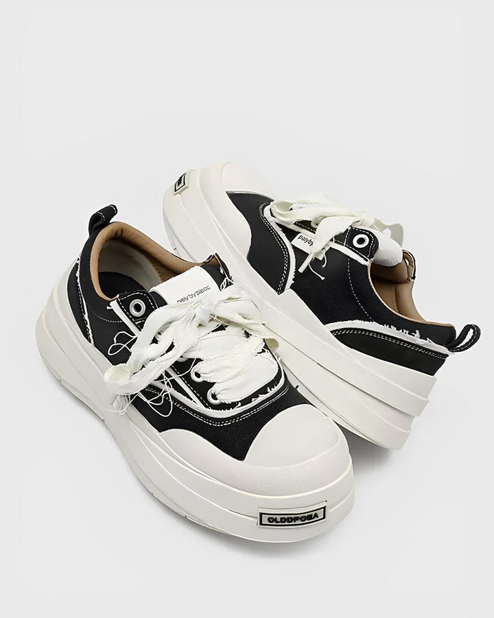 ホワイトステッチ厚底キャンバススニーカー Ril 5914