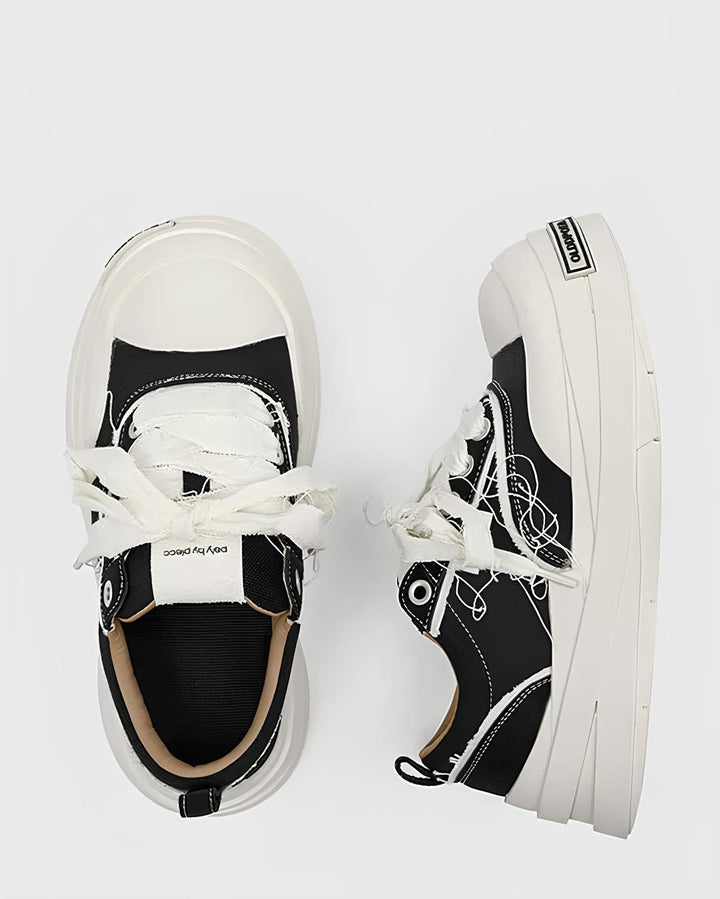 ホワイトステッチ厚底キャンバススニーカー Ril 5914