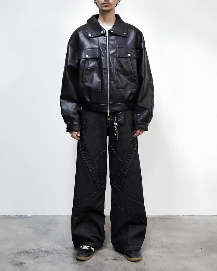 2WAYカラーレザーブルゾン Ril 5995