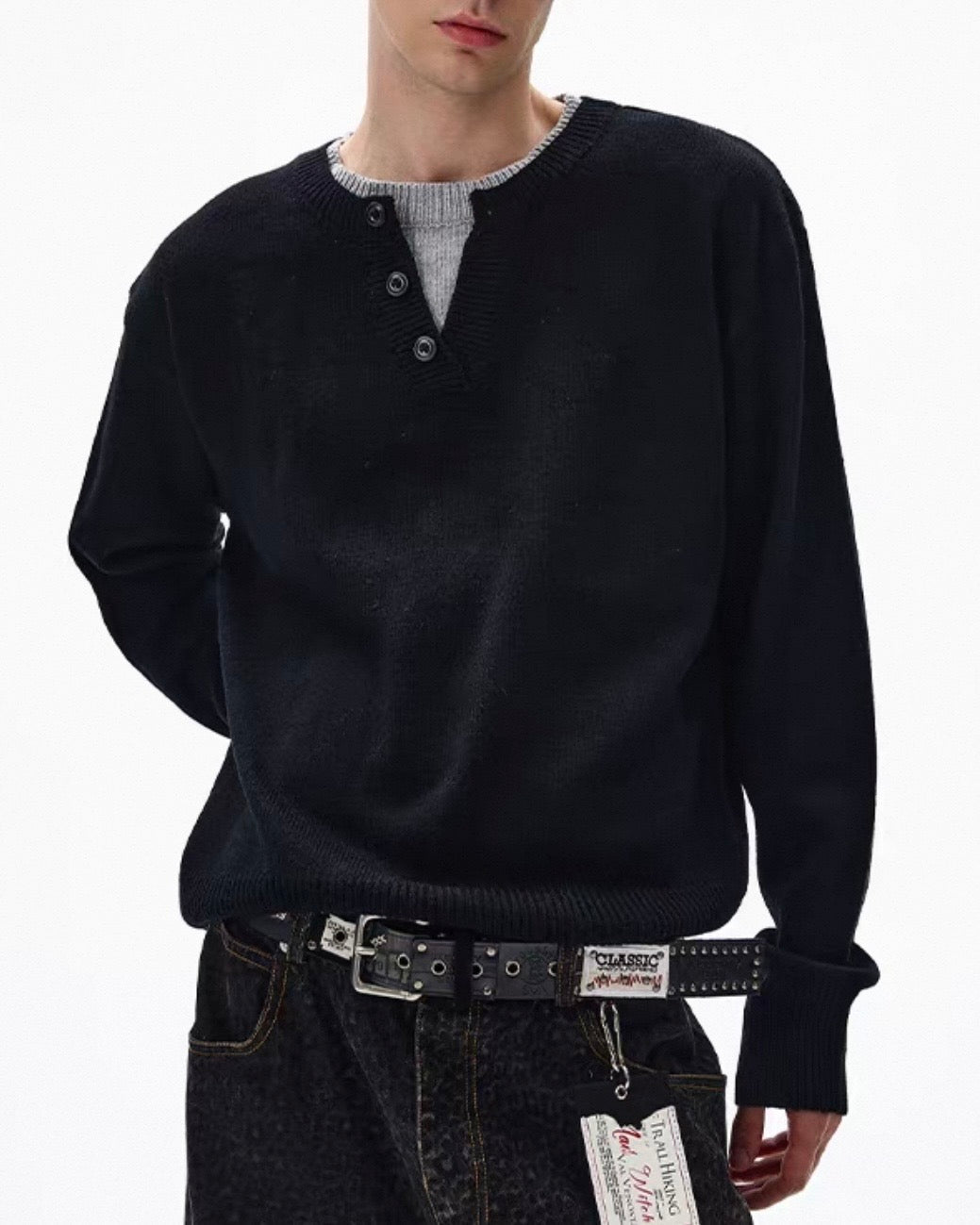 ヘンリーネックレイヤードセーター Ril 6015