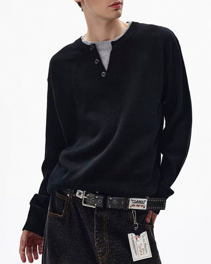 ヘンリーネックレイヤードセーター Ril 6015