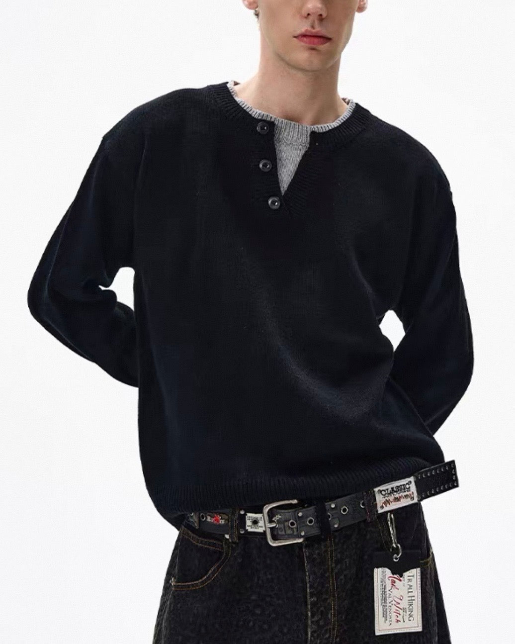 ヘンリーネックレイヤードセーター Ril 6015