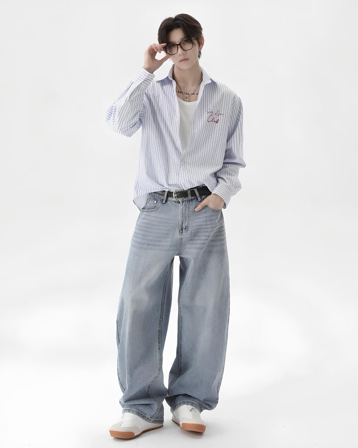 ストライププリントロングスリーブシャツ Ril 6048